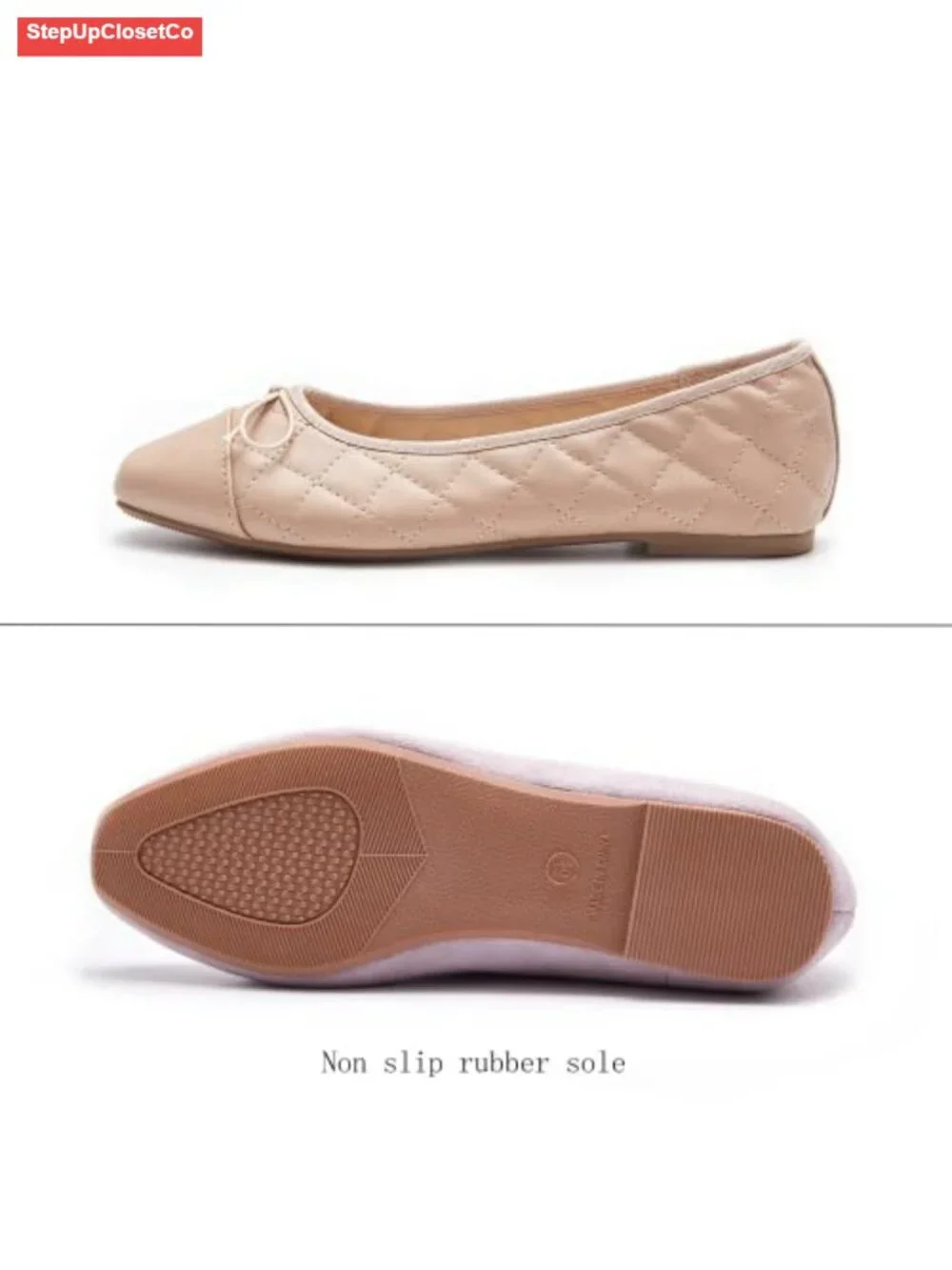 Comfortable Bow Ballet Flats Cap Toe Pull-On Shoes